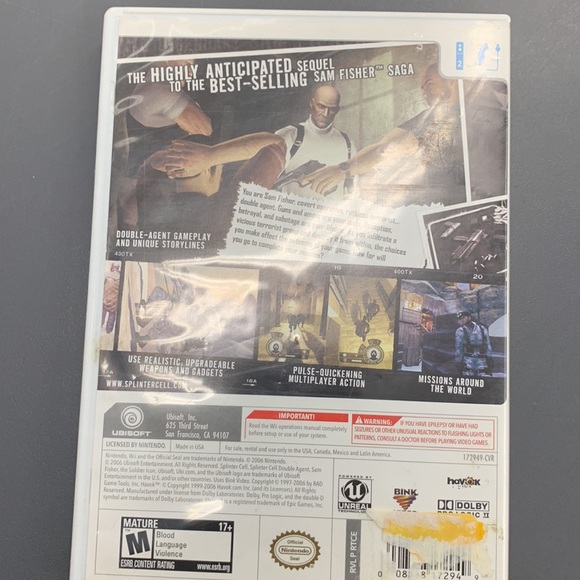 (3 for $20)WII GAME- Tom Clancy's Splinter Cell Double Agent GUC - Picture 2 of 5